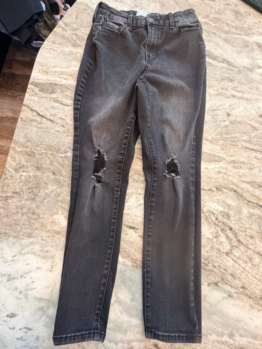 True Craft Curvy High Rise Skinny Jeans Size 6 Black Distressed Stretch Denim